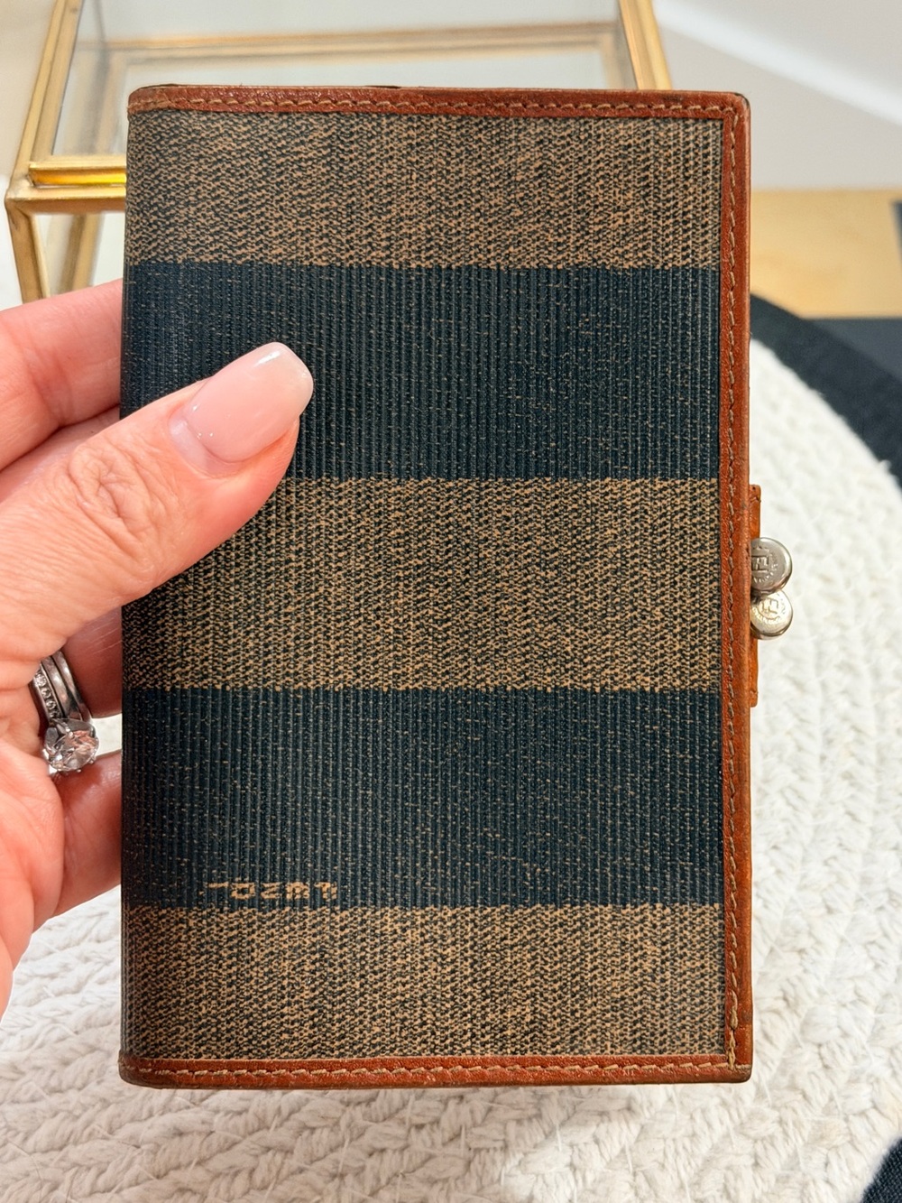 Fendi Pequin Brown Striped Canvas Bifold Wallet PreLOVED & COA - Picture 7 of 15